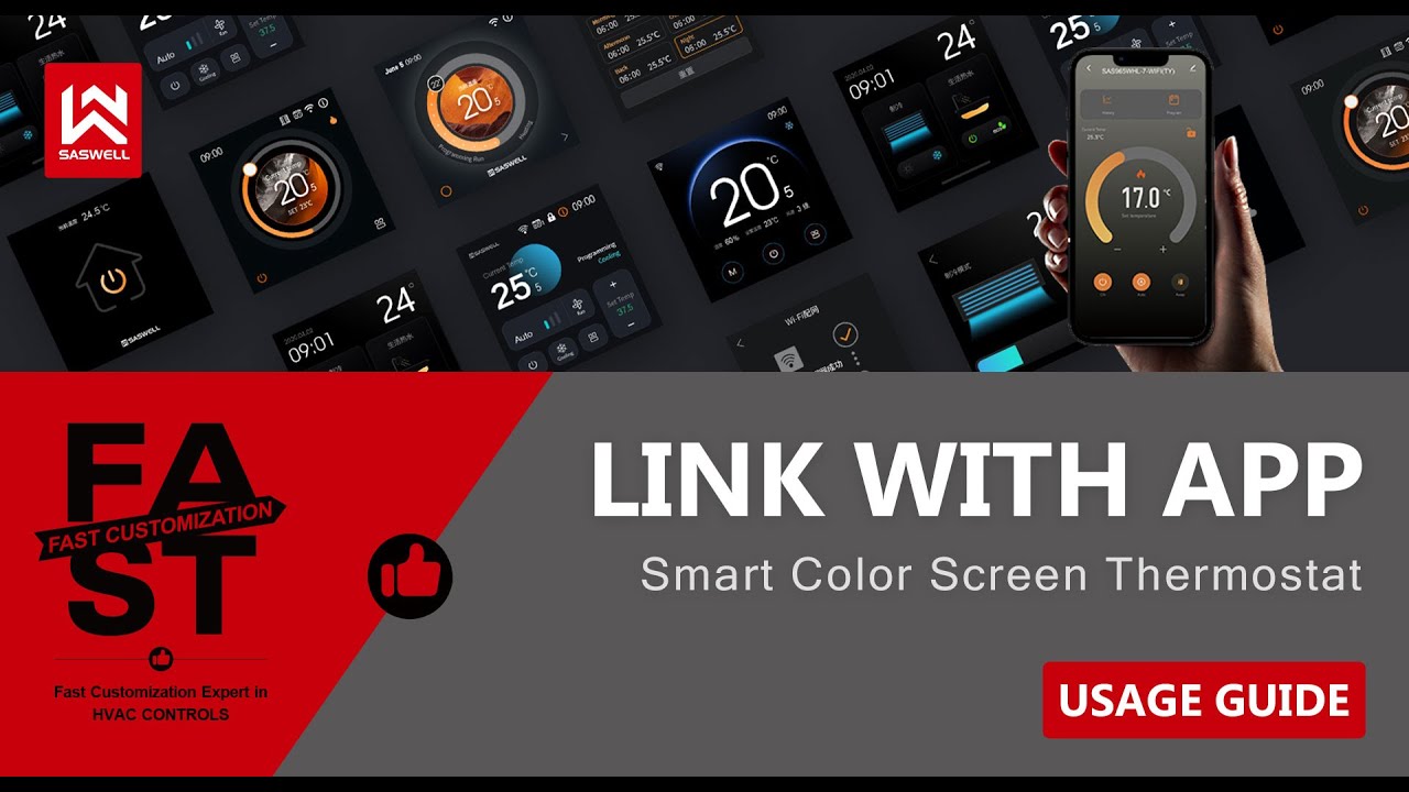 Link With APP Video Tutorial - SASWELL Smart Color Screen Thermostat 965 Series