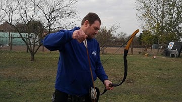 Challange The way of the archery warbow 102#@31", 9 arrows (full length 32,5" ) with thumb draw