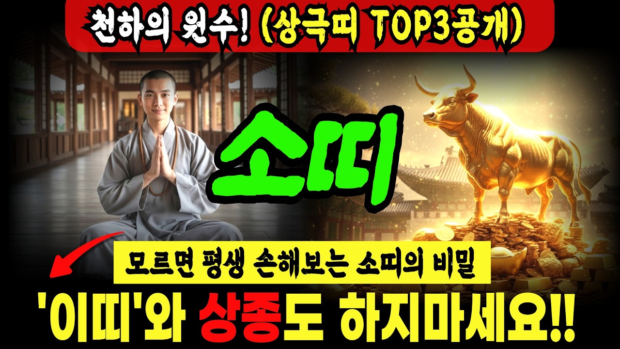 소띠의 비밀 '이 띠'와 가까이 하면 건강, 재물 모두 잃습니다! 상극띠 3개 공개