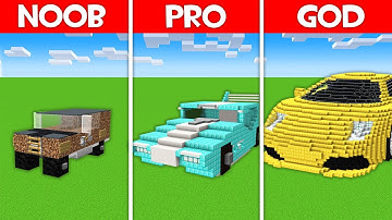 Minecraft Battle: SPORT CAR HOUSE BUILD CHALLENGE - NOOB vs PRO vs HACKER vs GOD in Minecraft!
