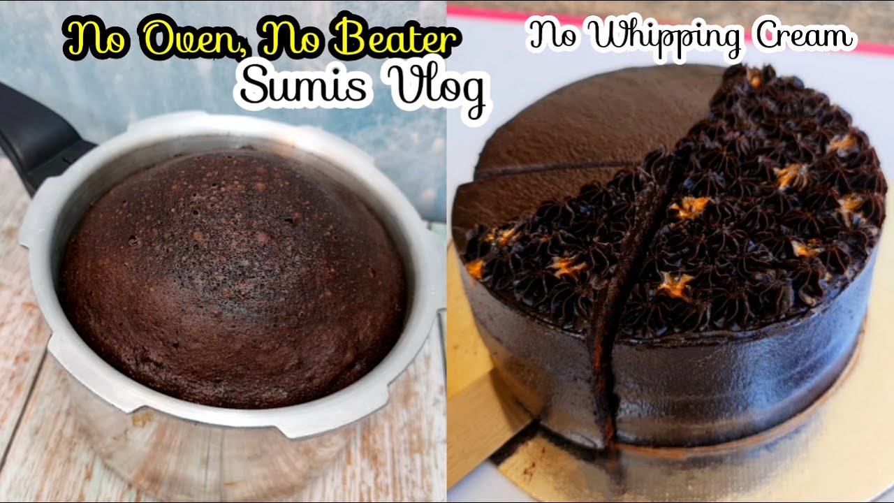 കുക്കറിൽ ചോക്ലേറ്റ് ട്രഫിൾ കേക്ക്, Chocolate cake without an oven! Birthday cake recipe for