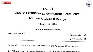 BCA 5TH SEM SYSTEM ANALYSIS AND DESIGN AC DEC 2021 | DBRAU