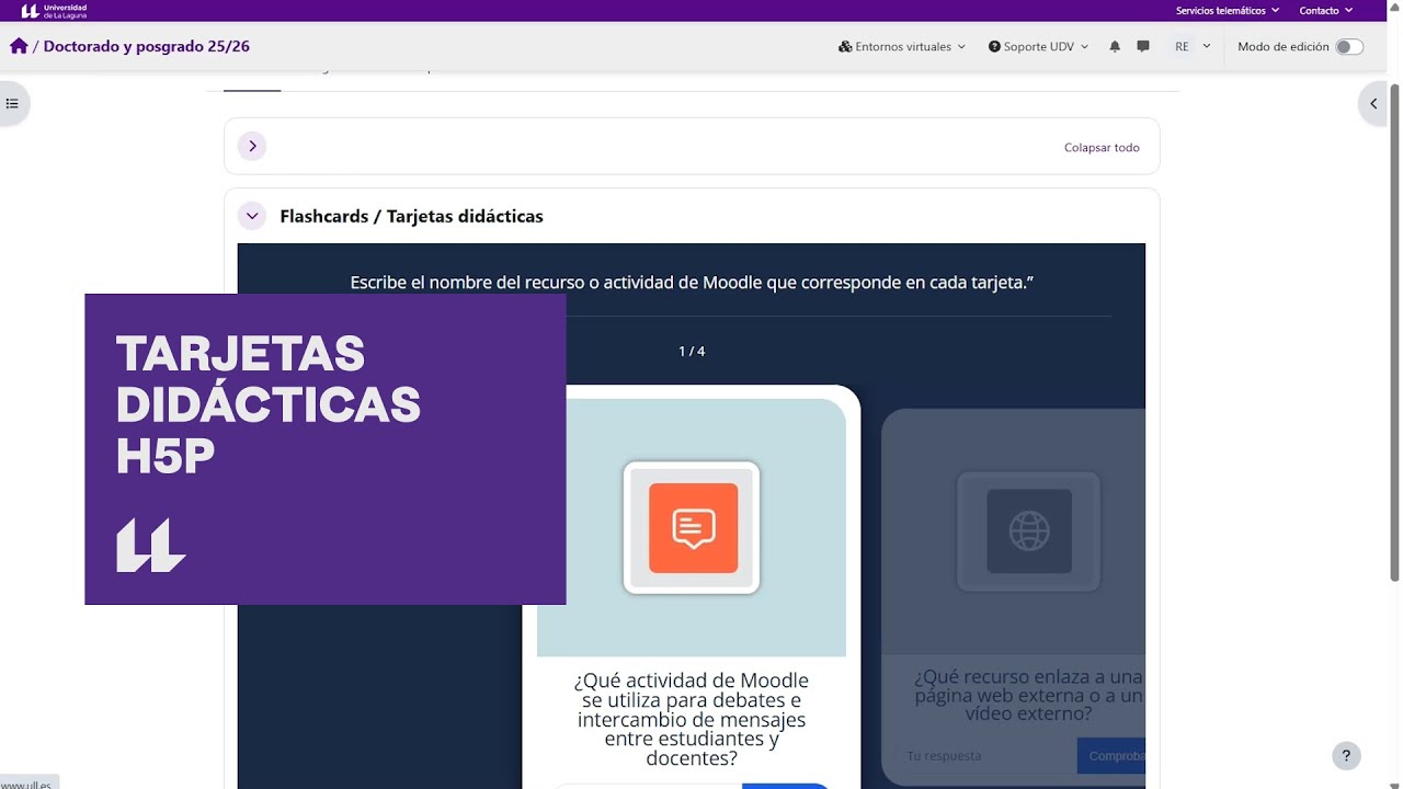 Moodle: Tarjetas didácticas H5p