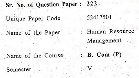 Human Resource Management question paper // Bcom prog // BA Prog // DU SOL #sol_exam #solexam2024