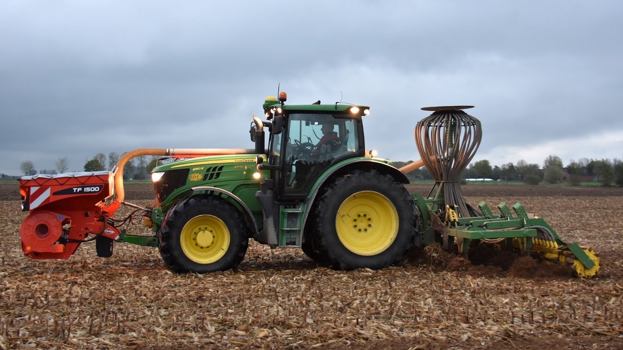 John Deere 6150R & zelfbouwdiepwoeler - Agro Service RDS - groenbemester inzaaien