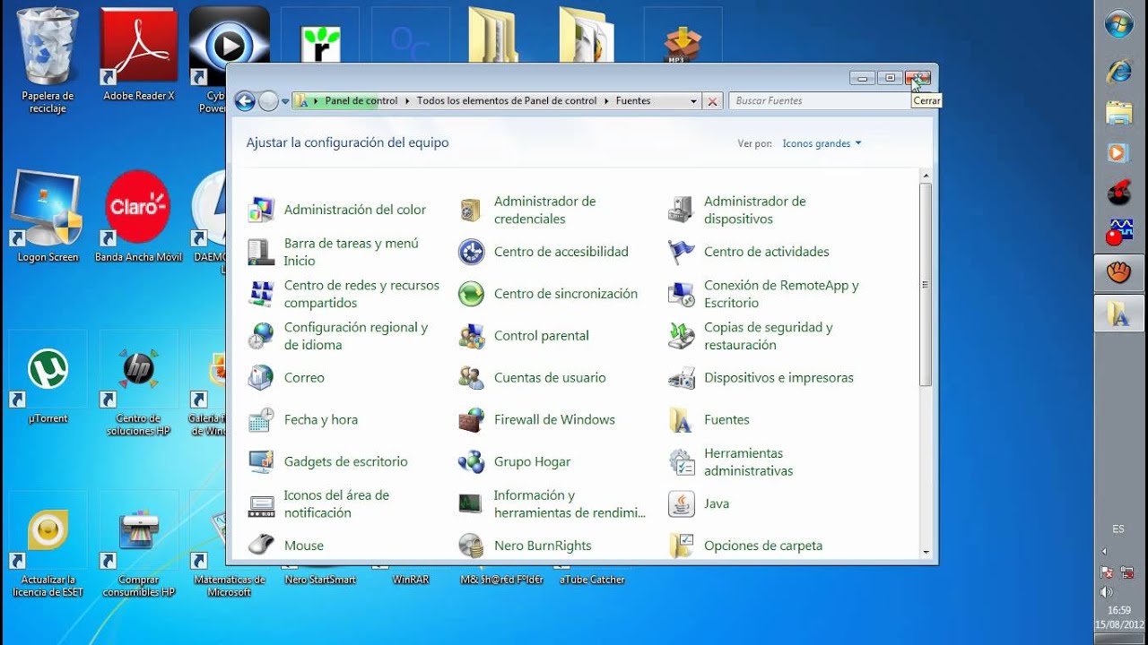 anclar panel de control en la barra de tareas YouTube