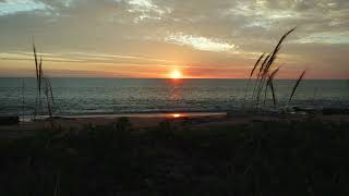 Crimson Sunset on a Remote Beach with Gentle Ocean Waves | Relaxing ASMR for Deep Sleep | 3H in 4K