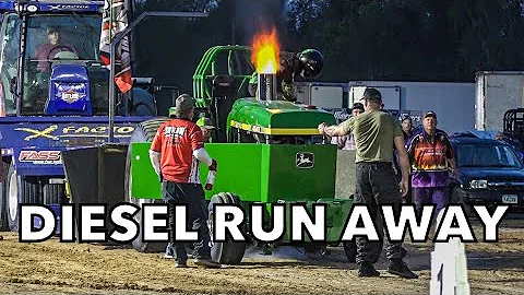 DIESEL RUN AWAY! John Deere Pro Stock Tractor Stuck WIDE OPEN!