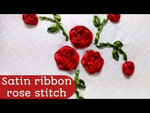 Satin Ribbon Rose Stitch by Ek Indian Ghar - YouTube