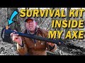 Wilderness Survival Kit inside my axe - DIY survival kit & paracord wrap ax handle