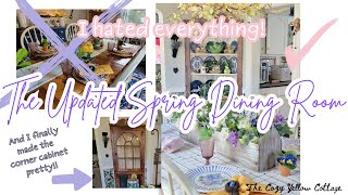 The Updated Spring Dining Room ~ and decorating the corner cabinet