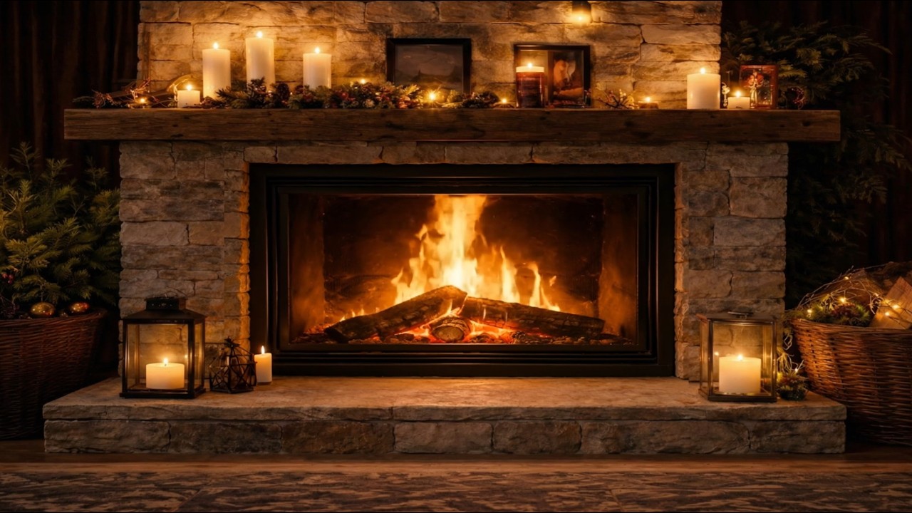 Cozy Fireplace 🔥 Warm Candlelight Ambience | Relax • Study • Sleep