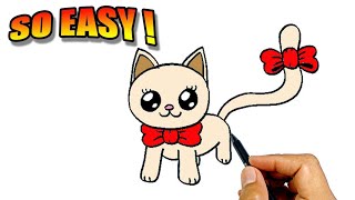 how to draw a beautiful cat step by step easy version easy drawings