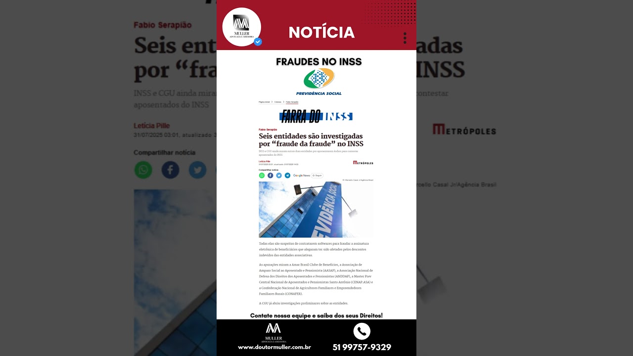 FRAUDES NO INSS: Seis entidades são investigadas por "fraude da fraude" no INSS!