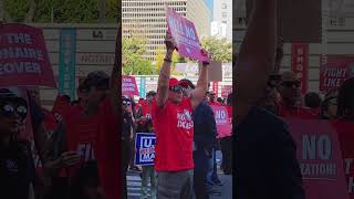 Hundreds of Los Angeles postal office workers protested against Trump privatizing the USPS.