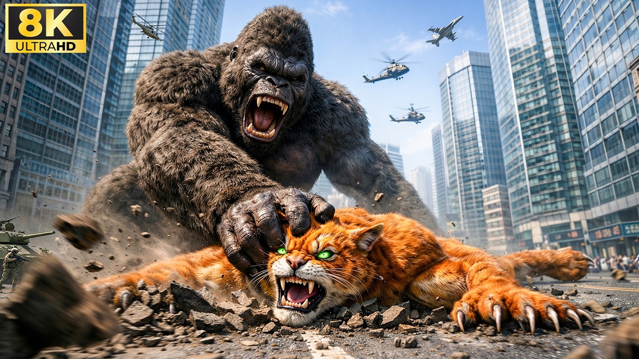 King Kong vs Giant Catman: A massive clash that COLLAPSES the city | Full King Kong movie 🎞️