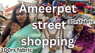 Ameerpet street shopping | Cheapest fabric | #streetshopping #cheapestfabric #jewellery #streetfood