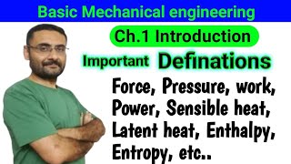 Important Definations  | Ch 1 Introduction | Pressure | Force | Specific heat | BME | BE/Btech