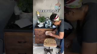 Industrial Decoupage Stool using Roycycled Decoupage Paper #roycycled #decoupage #paintedfurniture