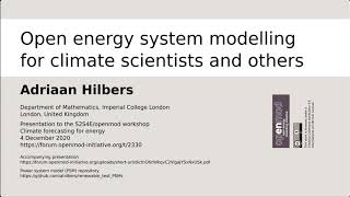 Open energy system modelling for climate scientists and others