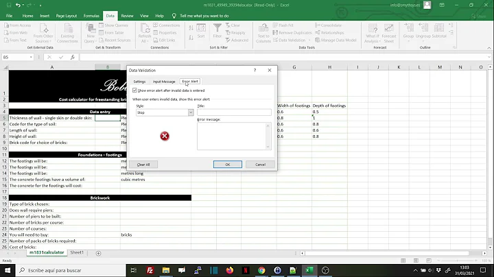 Excel: data validation. How to restrict entries to a cell a certain values or types of values.