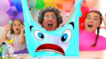 Ruby and Bonnie make a Satisfying Colorful Glitter Slime
