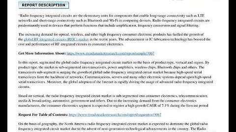 Radio Frequency Integrated Circuit RFIC Market Recent Industry Trends and Projected Industry Growth