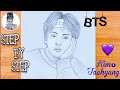BTS V Kim Taehyung pencil drawing // BTS army // Easy drawing tutorial
