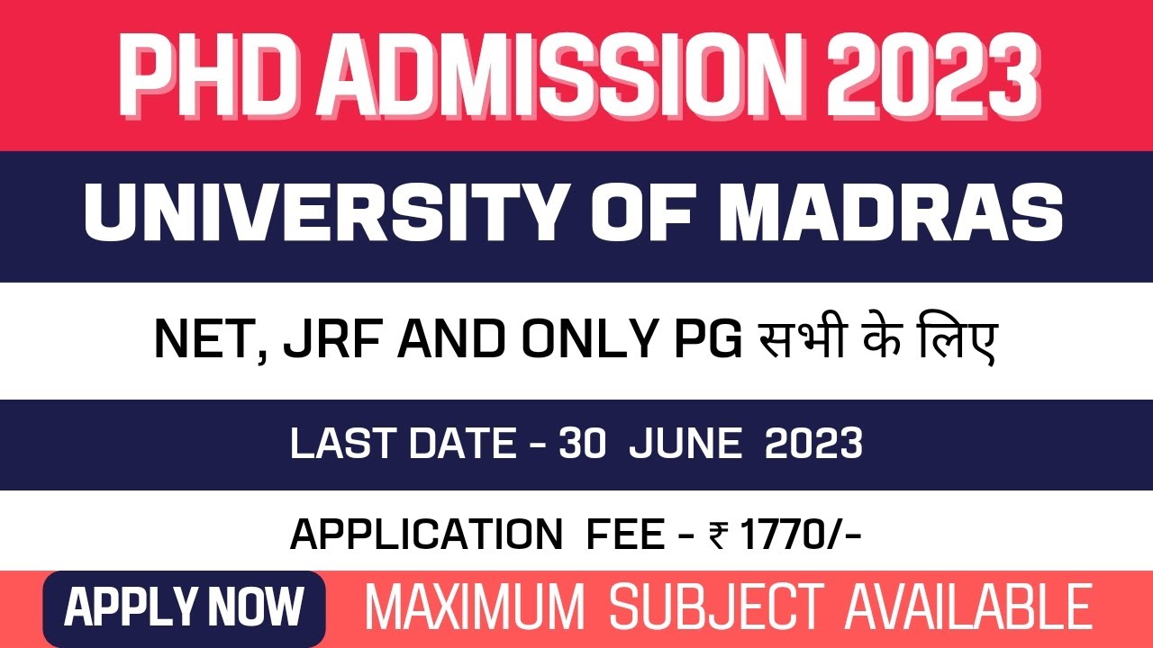 how to apply phd in madras university