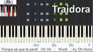 How to Play " Traidora" on Piano / Tutorial - Gente de Zona Ft Marc Anthony - Lyric and chords