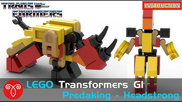 Lego Transformers MOC G1 Headstrong Predaking/Predacons Instruction Micro Rhino Mecha Tutorial