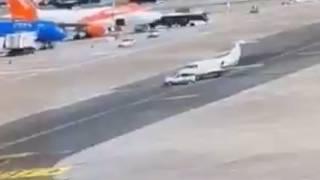 Car Crashes into Private Jet