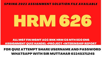 HRM 626 Assignment Solution Spring 2023