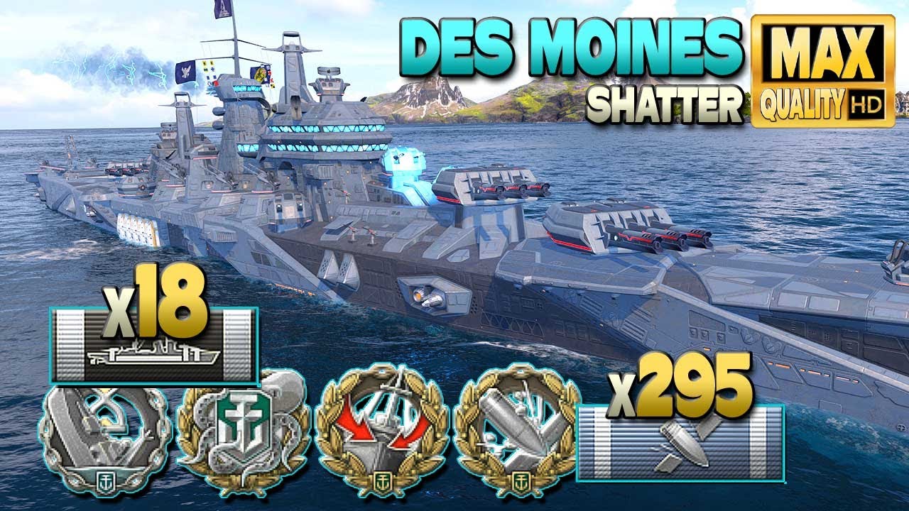 Cruiser Des Moines Good player on map Shatter World of Warships