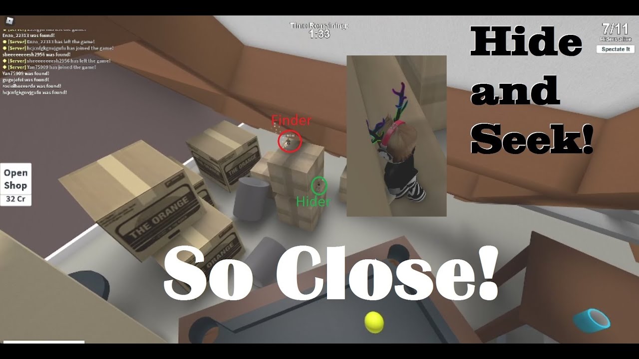 SO CLOSE! Hide and Seek Extreme in the ATTIC! Roblox - YouTube