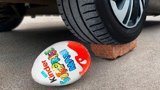 Experiment Car Vs Big Kinder Egg Crushing Crunchy & Soft Things By Car