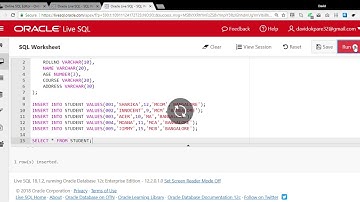 SQL Tutorial for Beginners | Oracle Live SQL | SQL Worksheet   1