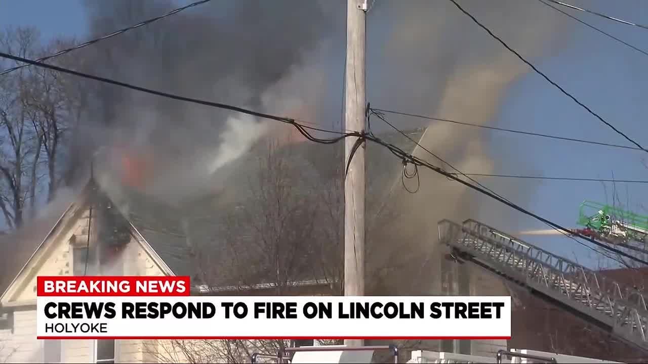 Crews battle fire on Lincoln Street in Holyoke - YouTube