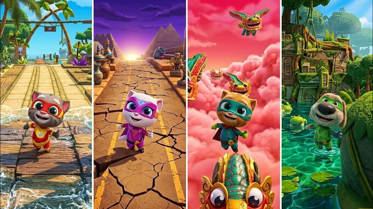 Talking Tom Hero Dash: Super Tom,Super Angela,Super Ginger,Super Ben (Android/iOS) Gameplay