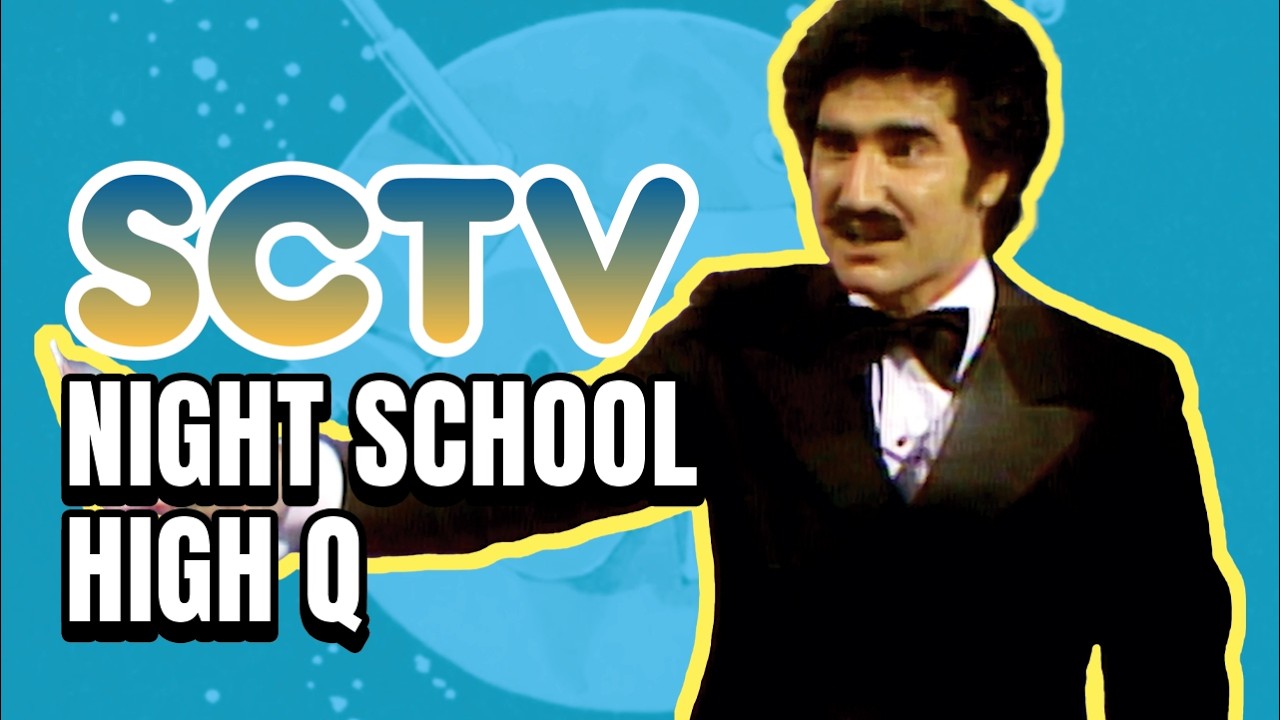 Скетч SCTV High Q Night School с Джоном Кэнди, Юджином Леви, Кэтрин О'Хара и Риком Моранисом