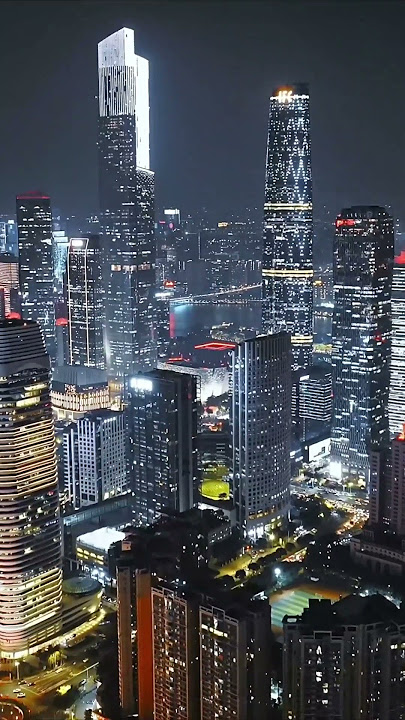 Guangzhou City Aerial View Night, China