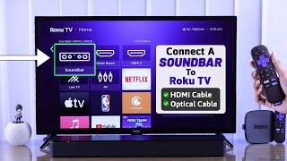 How to Connect Soundbar to Roku TV's [Optical Cable/HDMI] Onn Soundbar Setup With Tv Using An Optical Cable