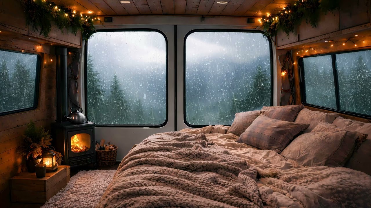 Cozy Camper Van in Heavy Rain 🚐🌧️ | 6 Hours Rain Sounds for Sleep