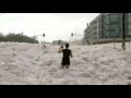 Raw sea foam blankets australian beach town