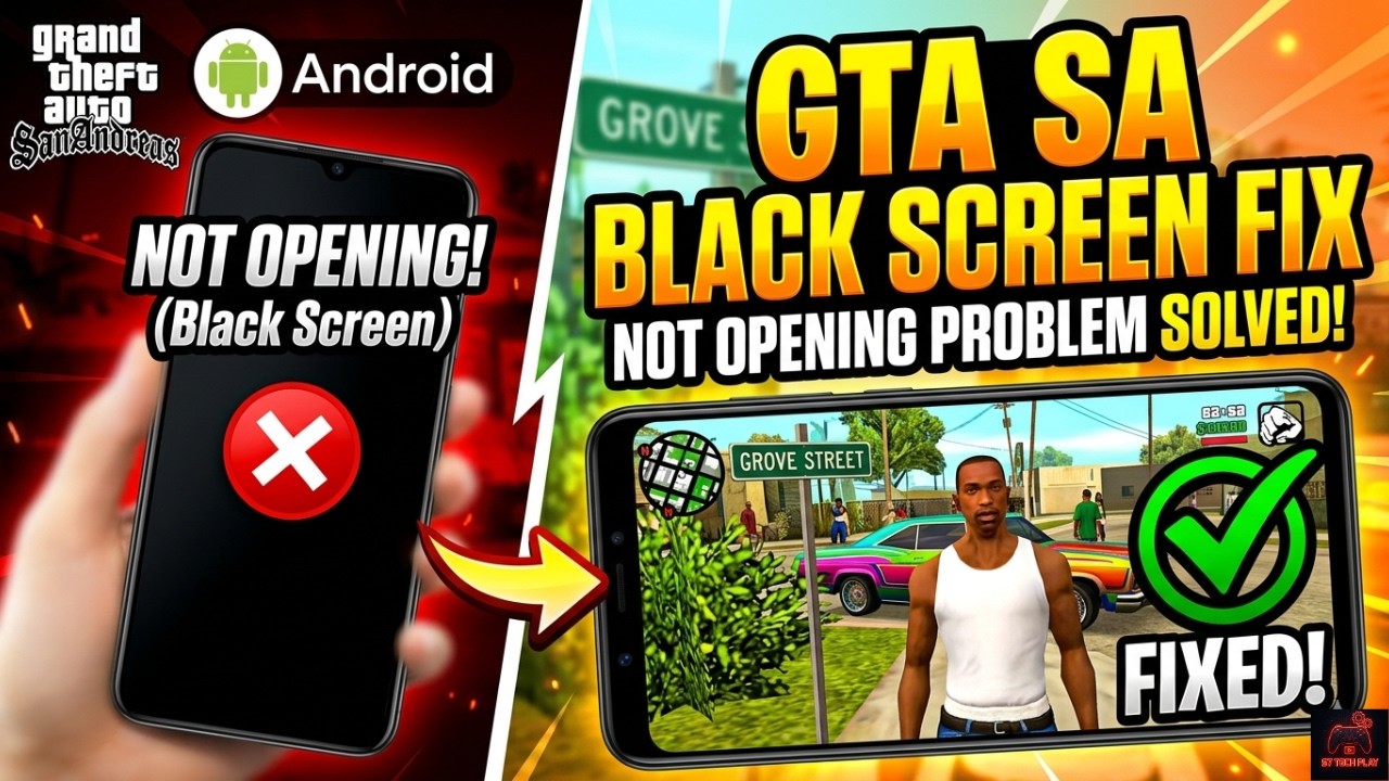 GTA San Andreas Android Black Screen Fix | GTA SA Not Opening Problem ...