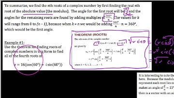 Trig 8.4.1,  Finding nth roots of complex numbers in trig form.