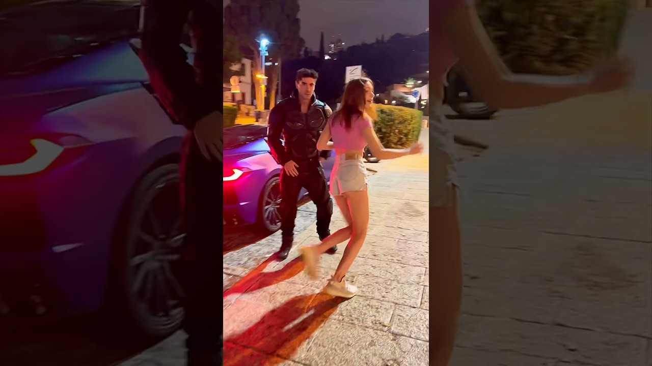 Batman @EXIAN_MOTO and his woman supercar prank. #c8 #car #corvette #funny #foryou #ferrari
