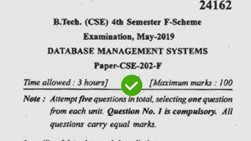 2019 Mdu BTech 4th Sem Database Management System Question Paper