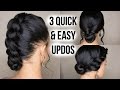 3 Quick & Easy Updo Hairstyles on Straightened Natural Hair