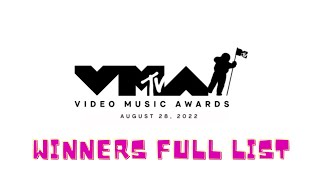 MTV VMA 2022 WINNERS FULL LIST